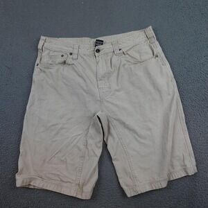 PrAna Chino Shorts Mens 36 Beige Canvas 5 Pocket Relaxed Fit 11 Inseam Casual